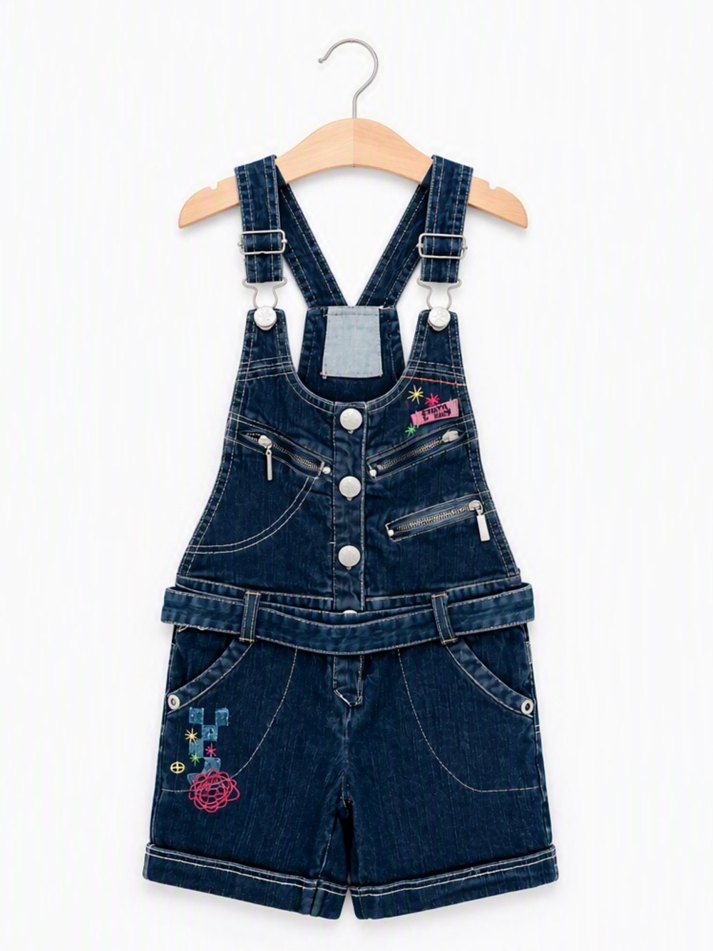 Rare Vintage Y2K Crushr Tribe Girls Utility Belted Denim Shortalls Size 8 Summer